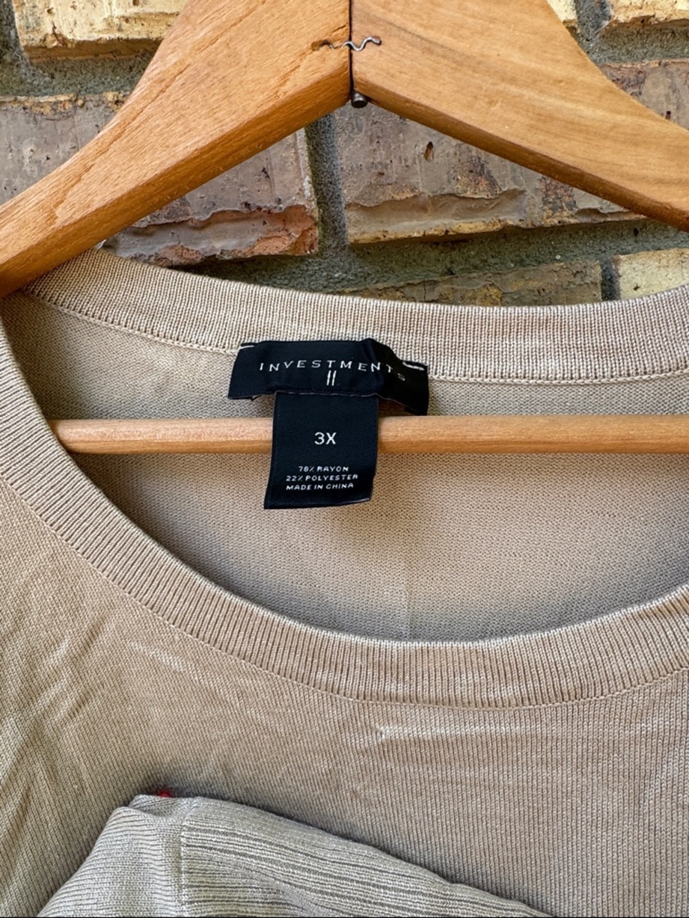 Investments Neutral Light Taupe Crewneck Sweater - Picture 2 of 3